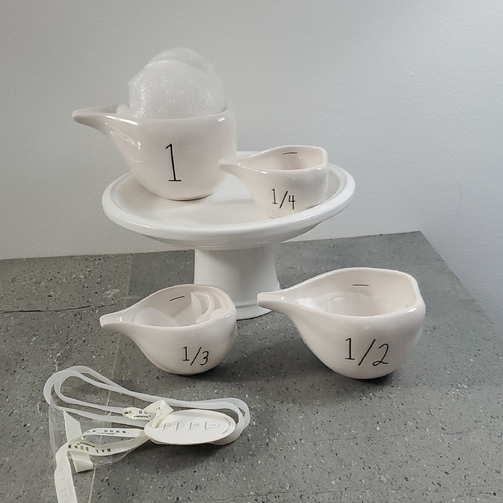 Rae Dunn Spout White Ceramic Measuring Cups Set